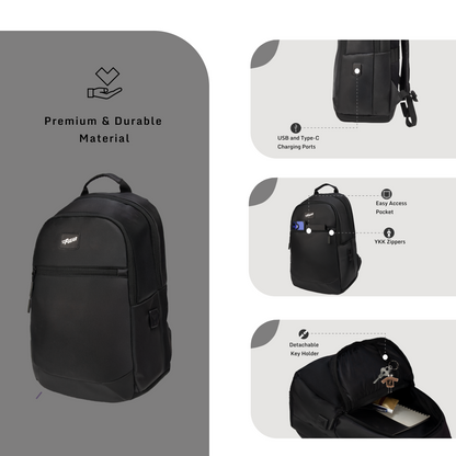 Balanzo 16L Black Laptop Backpack