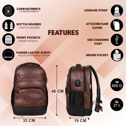Luxur V2 27L Brown Laptop Backpack