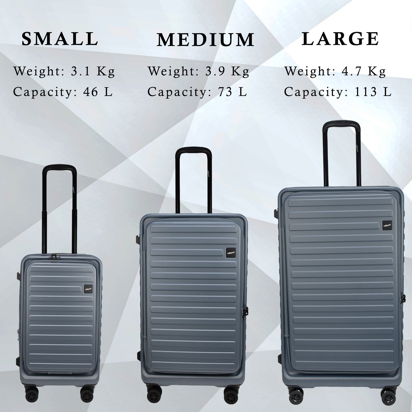Windsor Stone Blue Set of 3 Suitcases