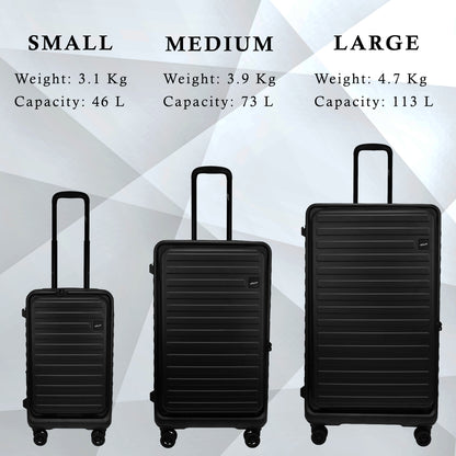 Windsor Black Set of 3 Suitcases
