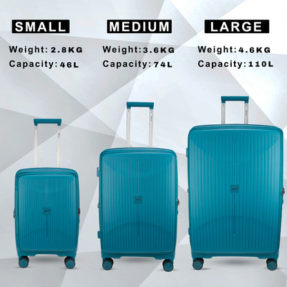 F Gear Myton Front Opening Cyan Blue Set of 3 Suitcases