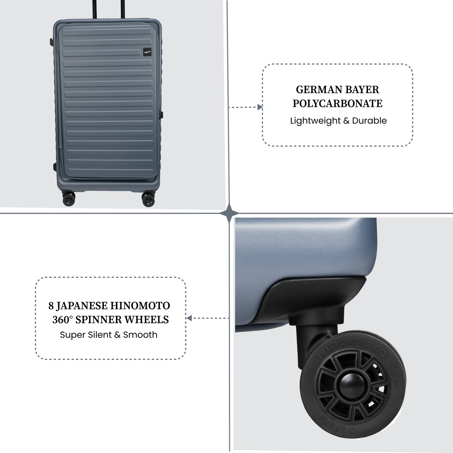 Windsor Stone Blue Set of 3 Suitcases