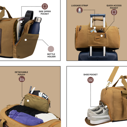 Cairo 38L Canvas Khaki Duffle Bag