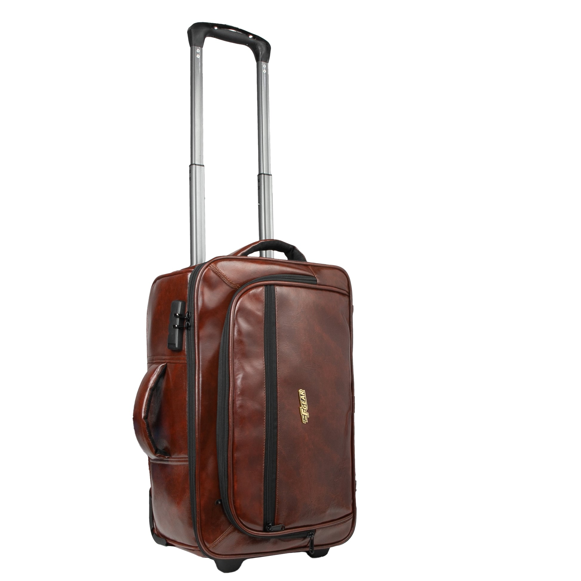 With Wheels Brown Leather Carry On Bag Marshal 22L Walnut Brown