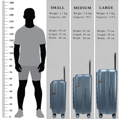 Valencia Front-Opening Strolley Pearl Blue Set of 3 Suitcases