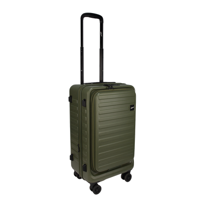 Windsor Army Green 56 cms Small Front Opening Trunk-Style Cabin Strolley with Laptop Sleeve & Expander