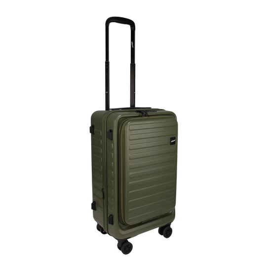 Windsor Army Green 56 cms Small Front Opening Trunk-Style Cabin Strolley with Laptop Sleeve & Expander
