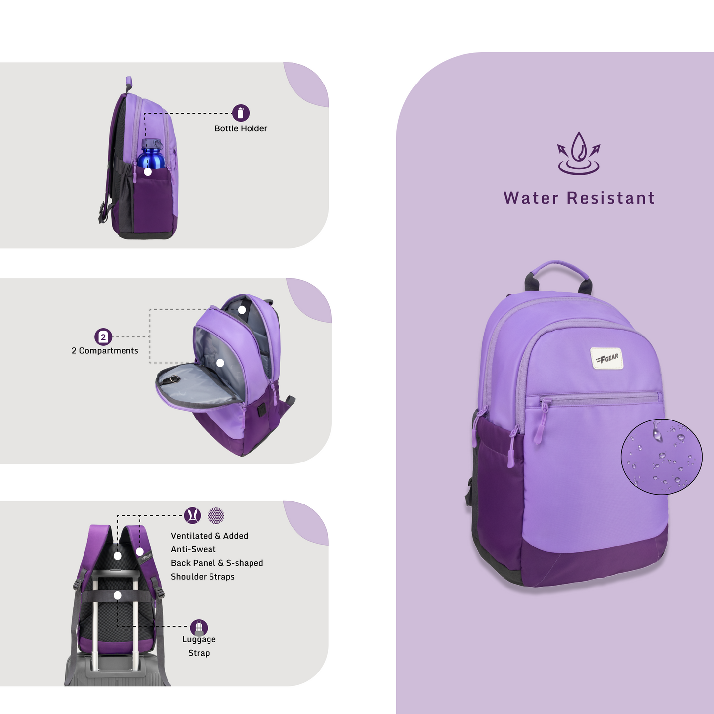 Balanzo 16L Lavender Laptop Backpack