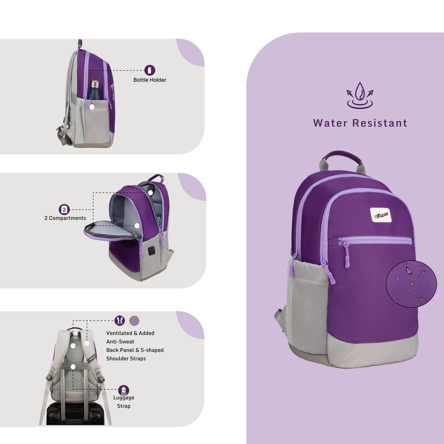 Balanzo 16L Dark Purple Laptop Backpack