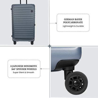 Windsor Stone Blue 76 cms Large Front Opening Trunk-Style Check-in Strolley with Expander