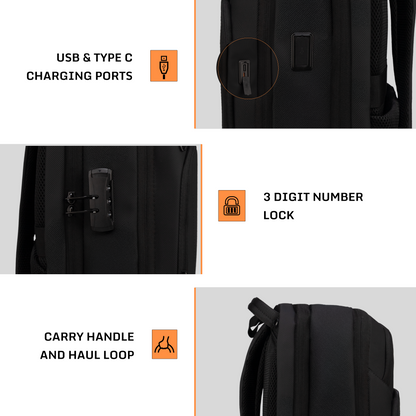 Reign 30L Black Laptop Backpack