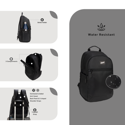 Balanzo 16L Black Laptop Backpack