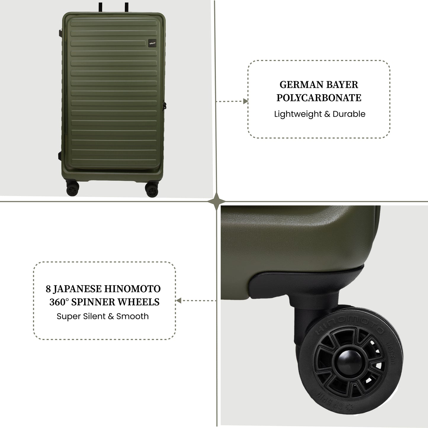 Windsor Army Green Set of 3 Suitcases