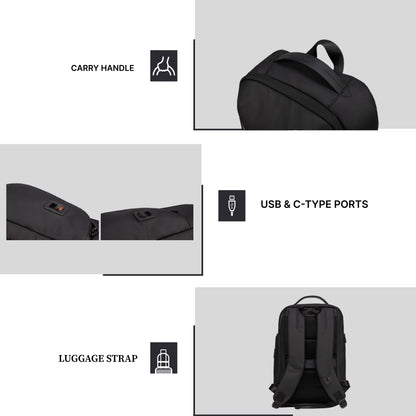 Bellagio 20L Black Laptop Backpack