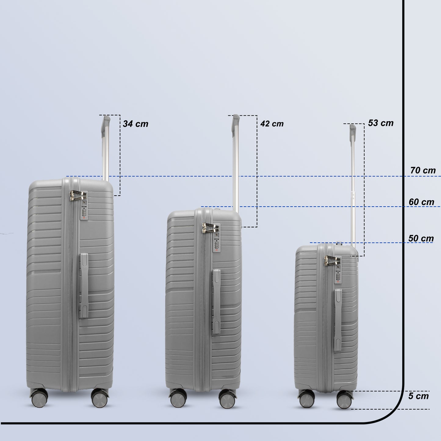Aegis Light Grey Suitcase Set of 3
