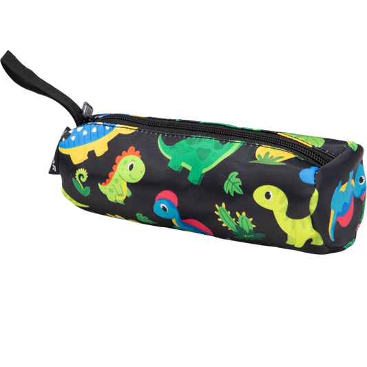 Sketchmate Medium Black Colourful Dino Pencil Pouch