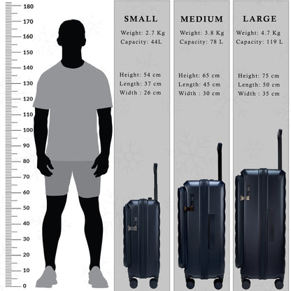 Valencia Front-Opening Strolley Navy Set of 3 Suitcases