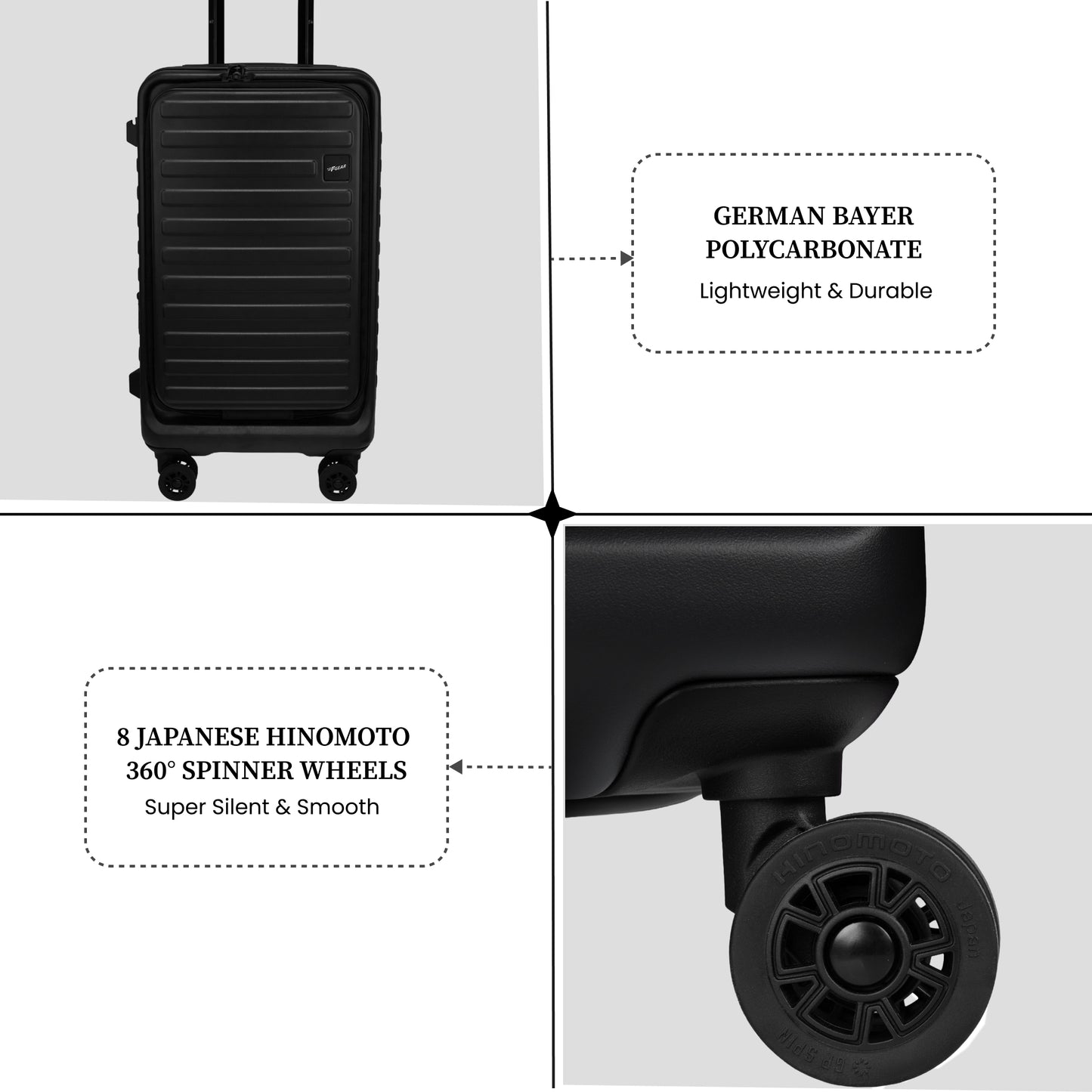 Windsor Black 56 cms Small Front Opening Trunk-Style Cabin Strolley with Laptop & Tablet Sleeves & Expander