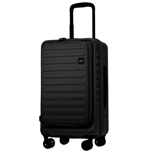 Windsor Black 56 cms Small Front Opening Trunk-Style Cabin Strolley with Laptop & Tablet Sleeves & Expander