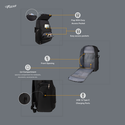 Saber 23L Black Laptop Backpack