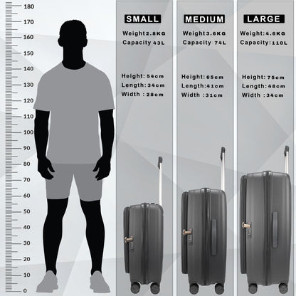 F Gear Myton Front Opening Dark Grey Set of 3 Suitcases