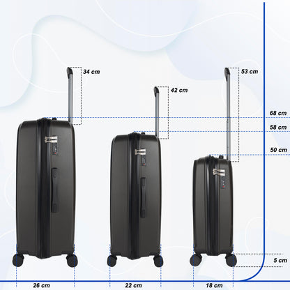 STV PP03 Dark Grey Expandable Cabin Suitcase Set of 3