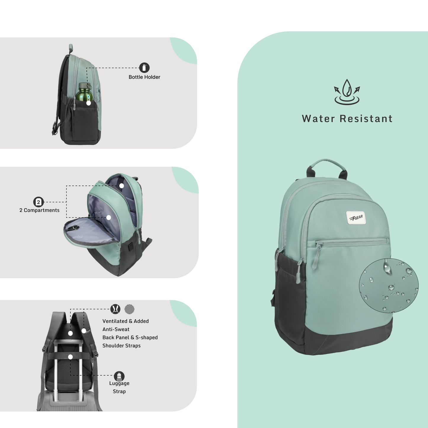 Balanzo 16L Mint Laptop Backpack