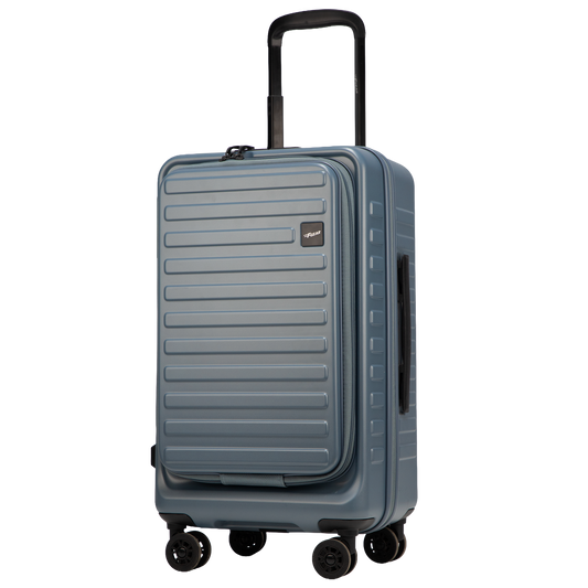 Windsor Stone Blue 56 cms Small Front Opening Trunk-Style Cabin Strolley with Laptop & Tablet Sleeves & Expander