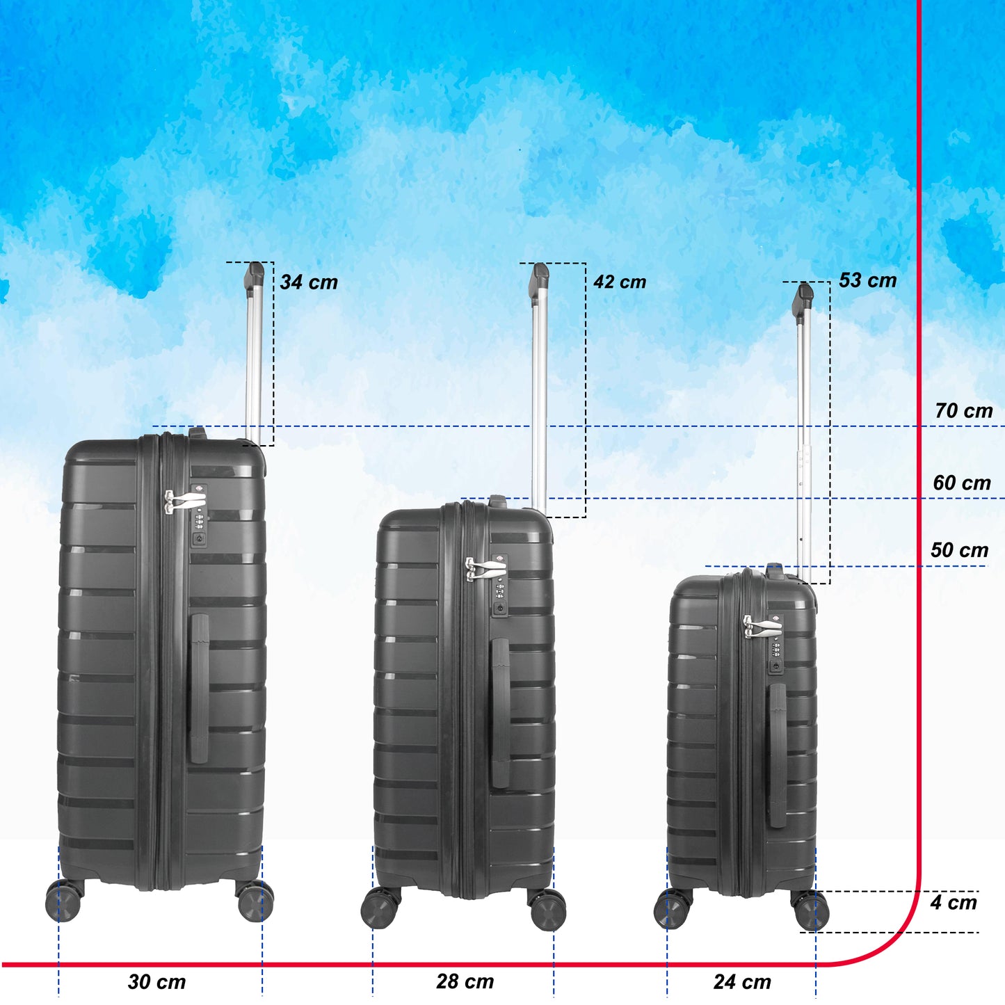 Bastion Dark Grey Suitcase Set of 3