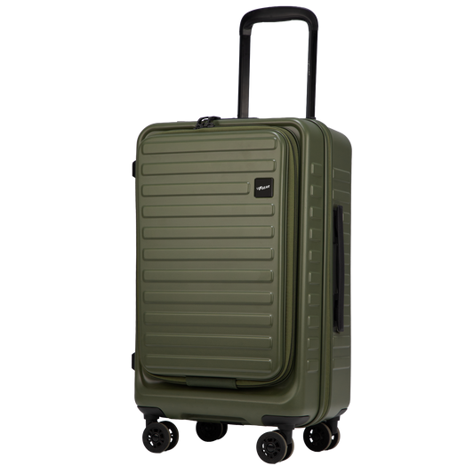 Windsor Army Green 56 cms Small Front Opening Trunk-Style Cabin Strolley with Laptop & Tablet Sleeves & Expander