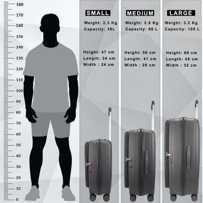 F Gear Myton Front Opening Dark Grey Set of 3 Suitcases