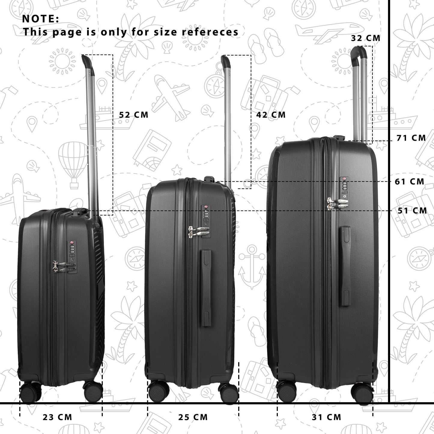 STV PP02 Dark Grey Expandable Cabin Suitcase Set of 3