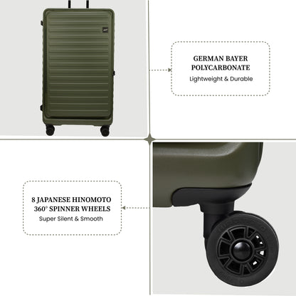 Windsor Army Green 56 cms Small Front Opening Trunk-Style Cabin Strolley with Laptop & Tablet Sleeves & Expander