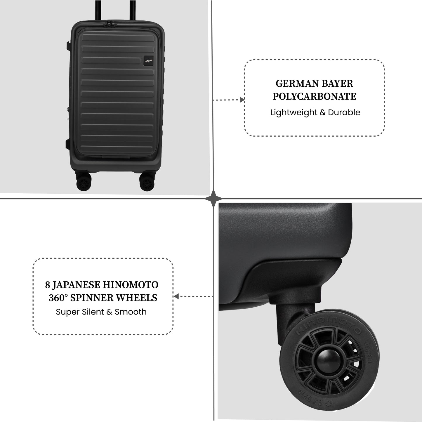 Windsor Steel Grey 56 cms Small Front Opening Trunk-Style Cabin Strolley with Laptop & Tablet Sleeves & Expander
