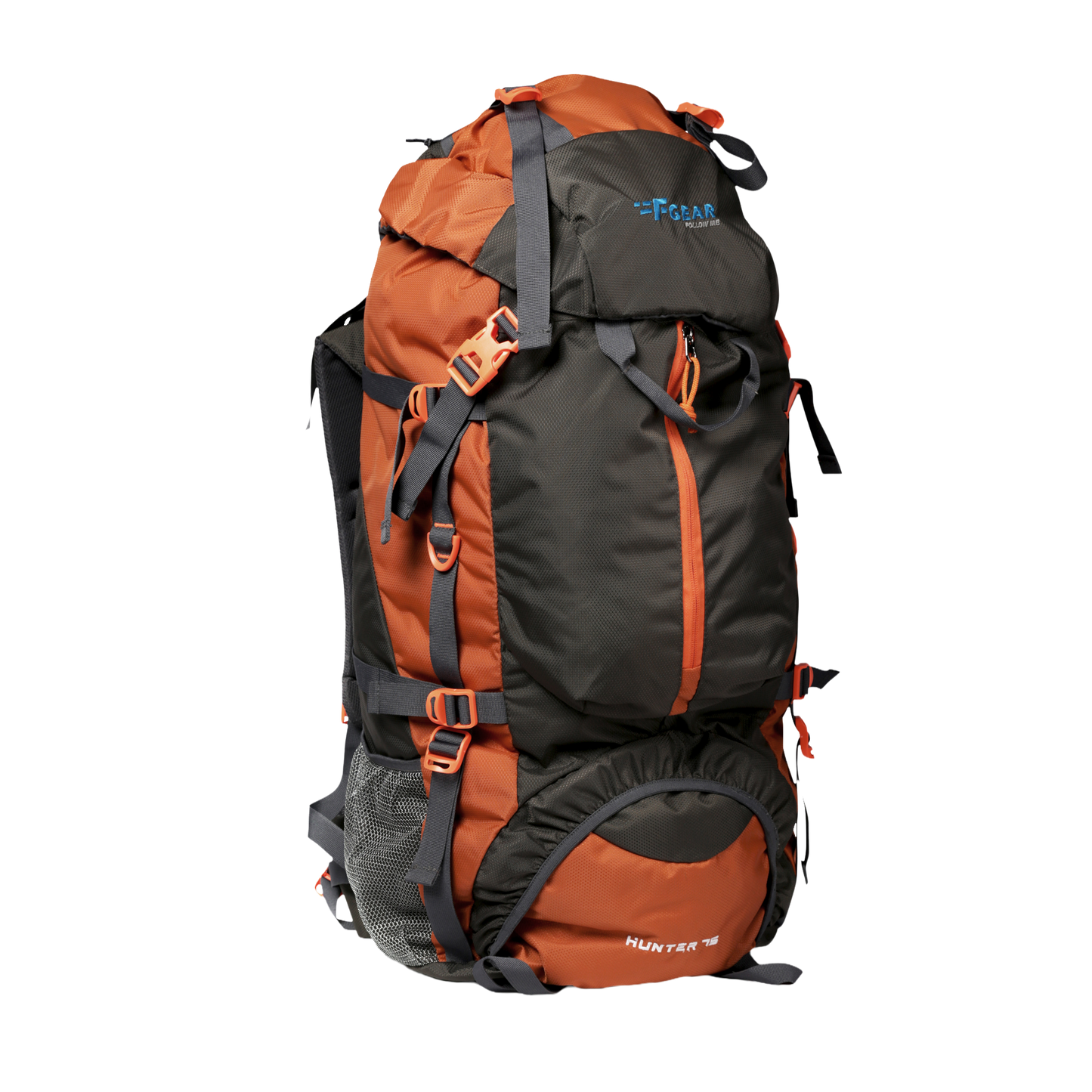 Hunter 75L Grey Orange Rucksack with Raincover