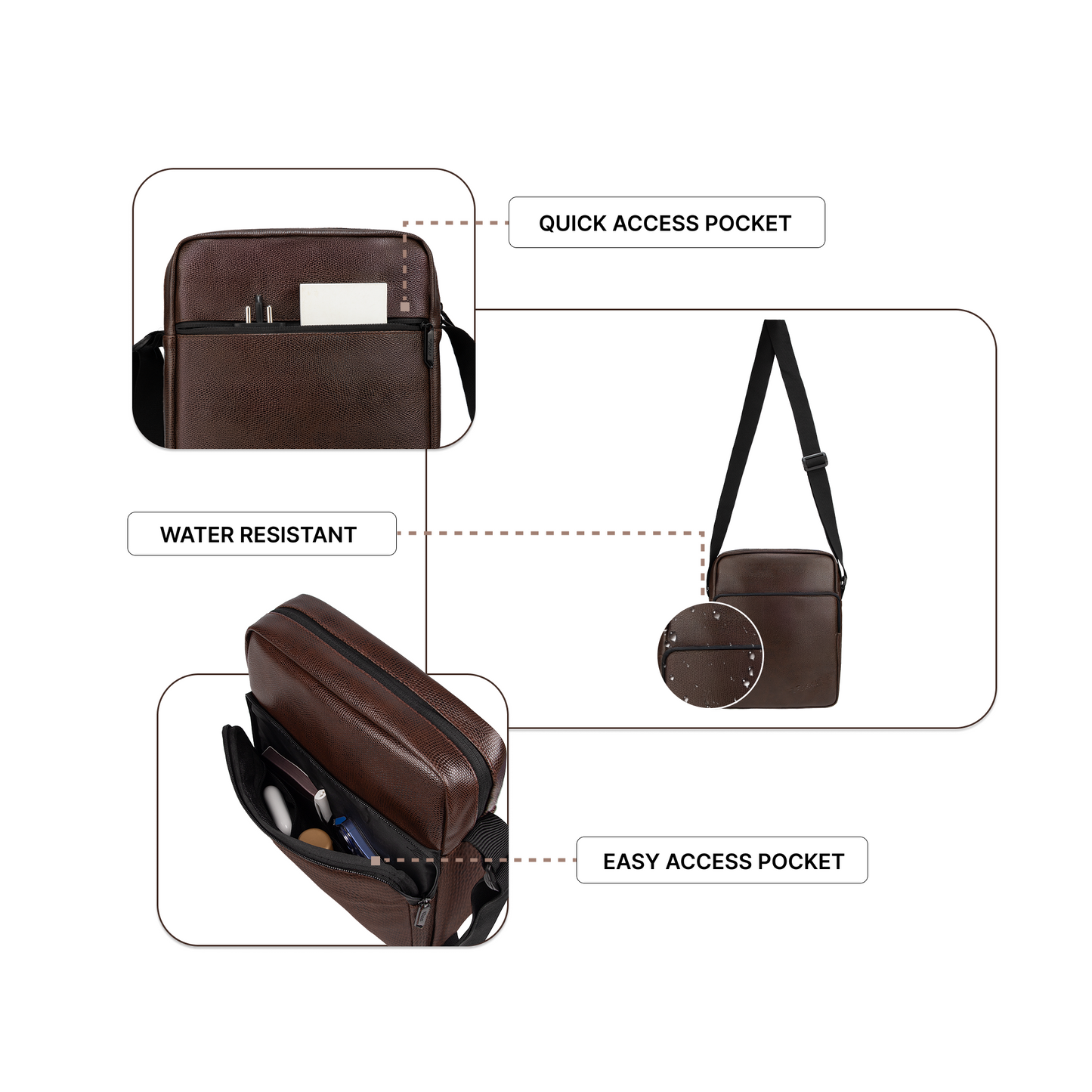 Primo 7L Brown Vegan Leather Sling bag
