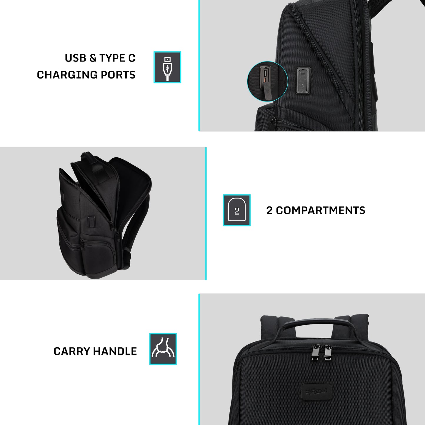 Varello 23L Black Laptop Backpack