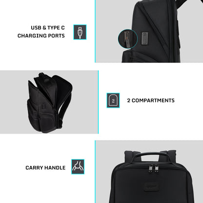 Varello 23L Black Laptop Backpack