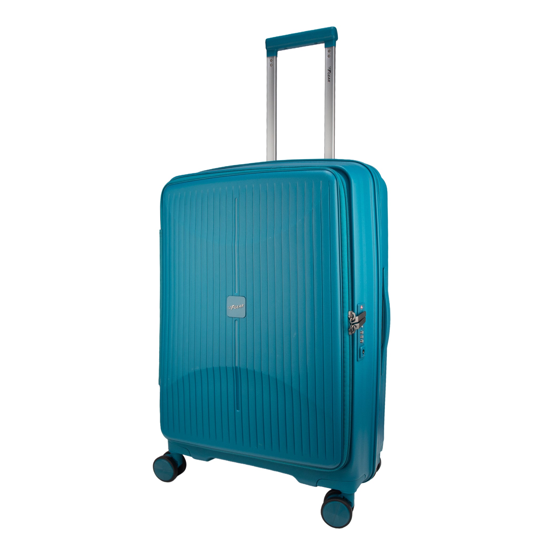 F Gear Myton Medium Front Opening Cyan Blue Check-in Strolley