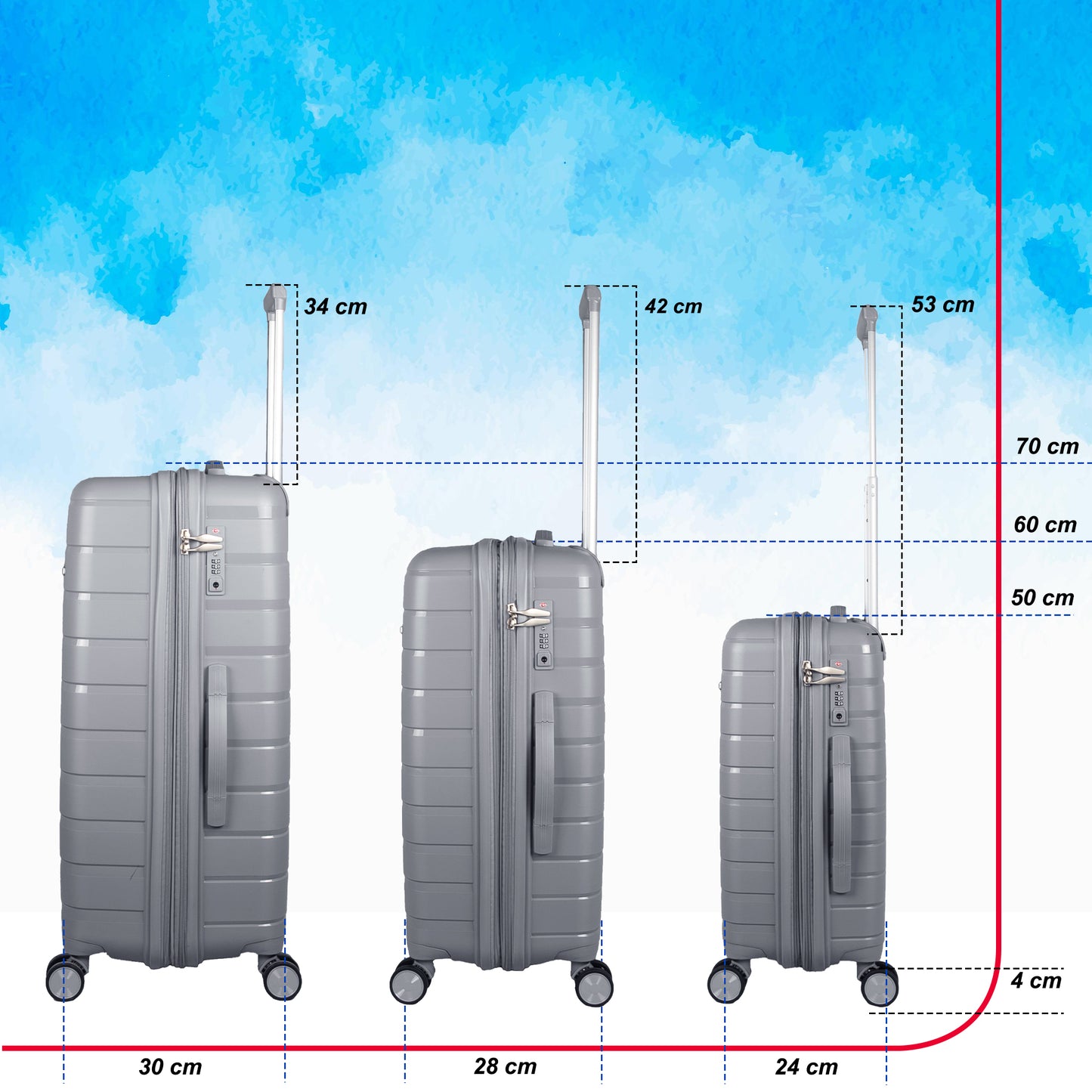 Bastion Light Grey Suitcase Set of 3