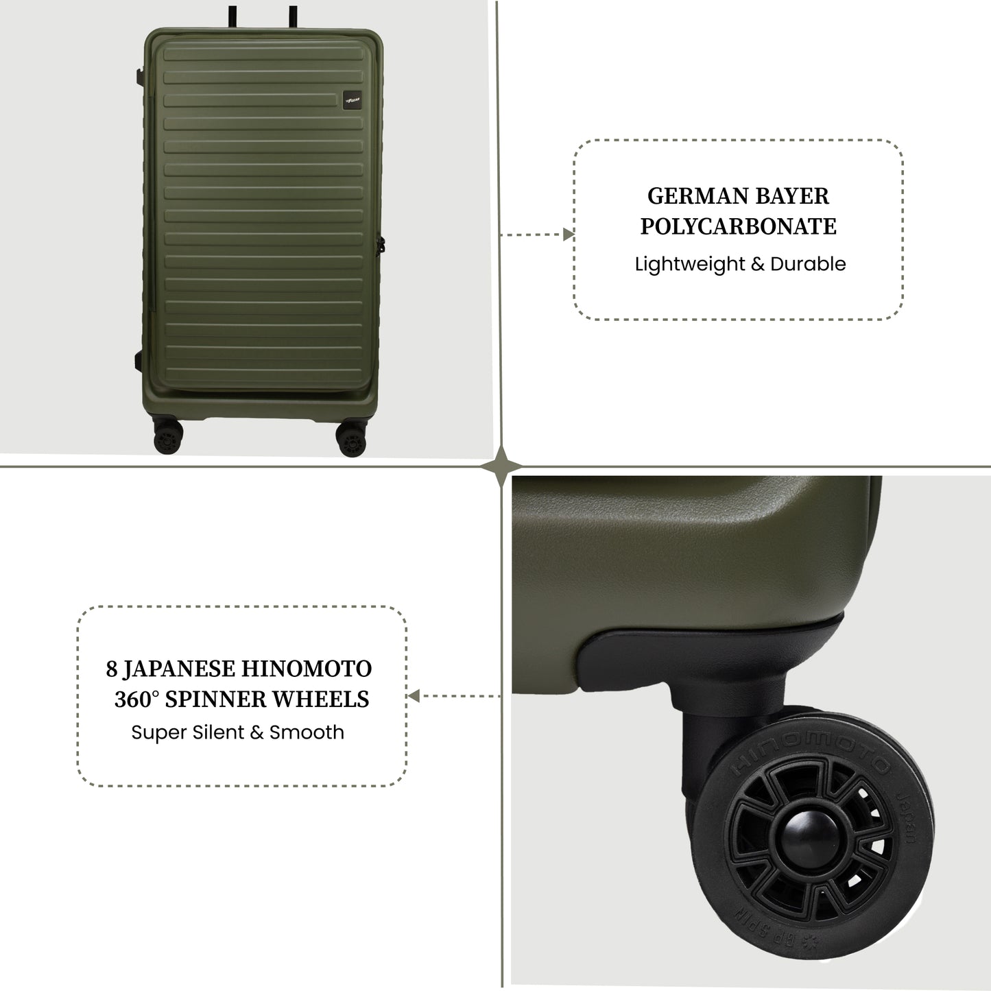 Windsor Army Green 68 cms Medium Front Opening Trunk-Style Check-in Strolley with Expander