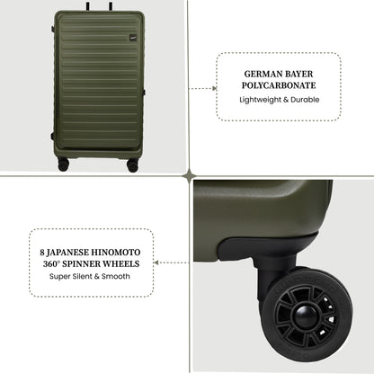 Windsor Army Green 68 cms Medium Front Opening Trunk-Style Check-in Strolley with Expander