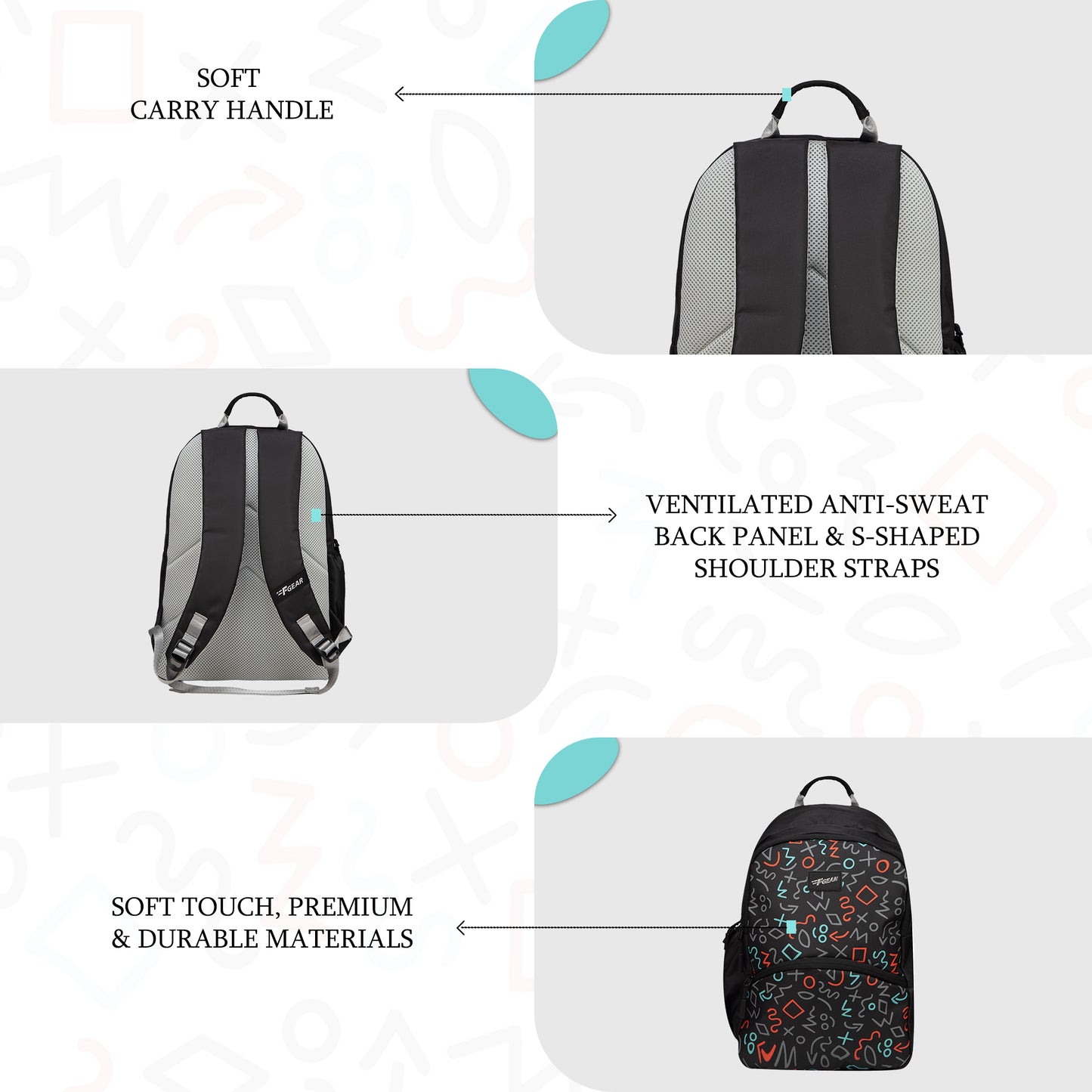 Brio L  17L Scrawls Black Backpack