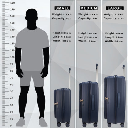 F Gear Myton Front Opening Navy Set of 3 Suitcases