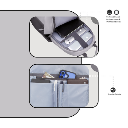 Balanzo 16L Light Grey Laptop Backpack
