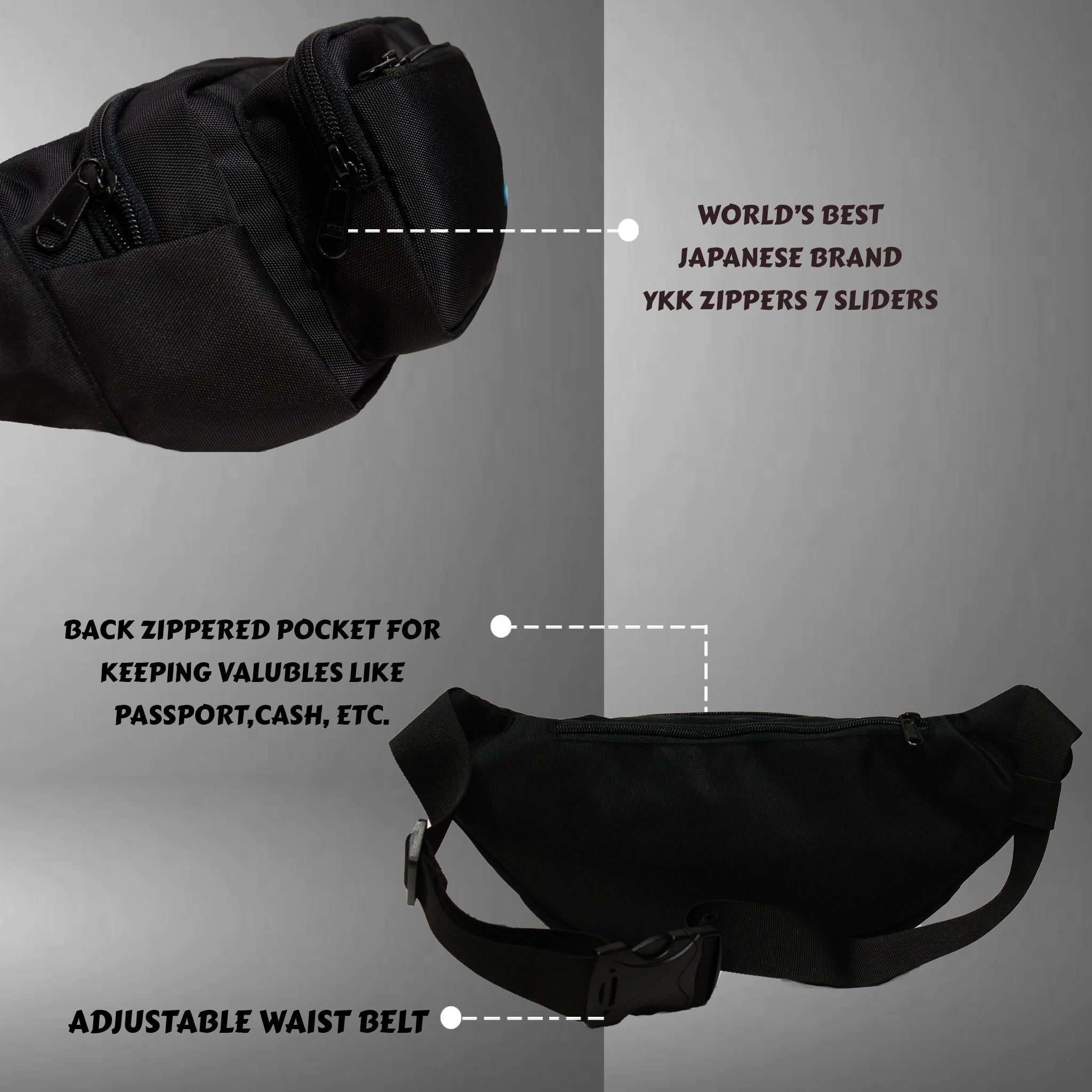 Miles Guc Black Waist Bag – FGEAR.in