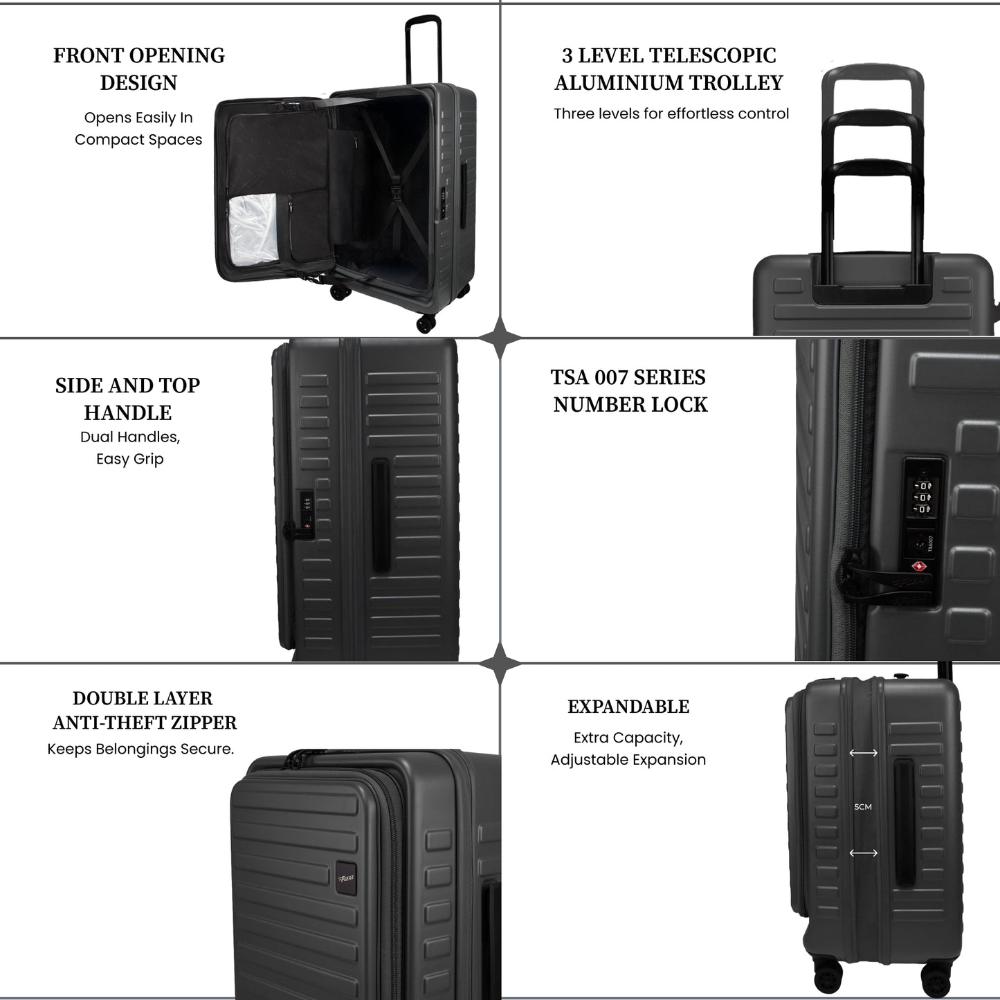 Windsor Steel Grey 68 cms Medium Front Opening Trunk-Style Check-in Strolley with Expander