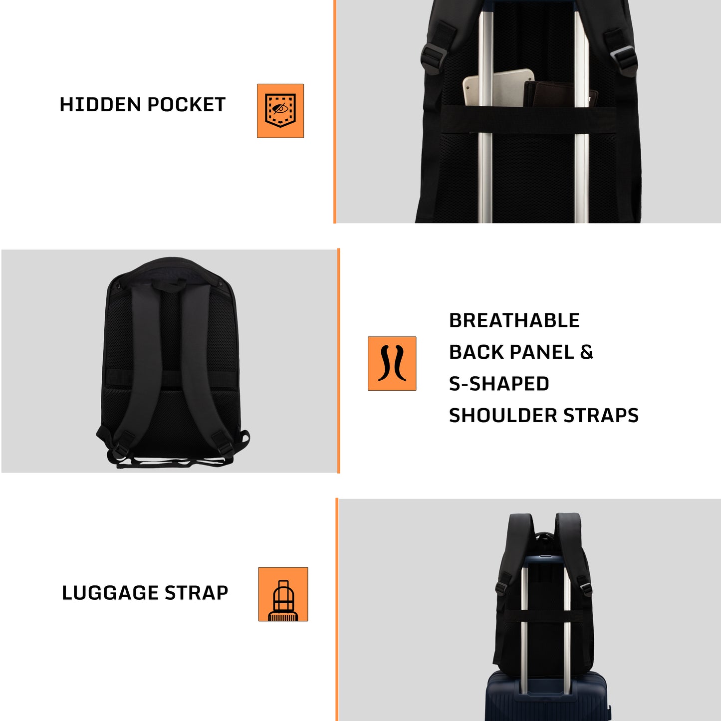 Reign 30L Black Laptop Backpack