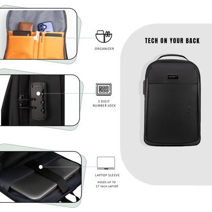 Phoenyx 24L Black Laptop Backpack