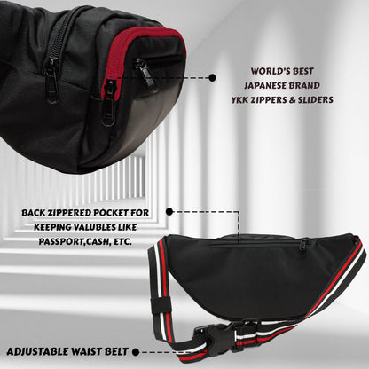 Lattitude Black Red Waist Pouch